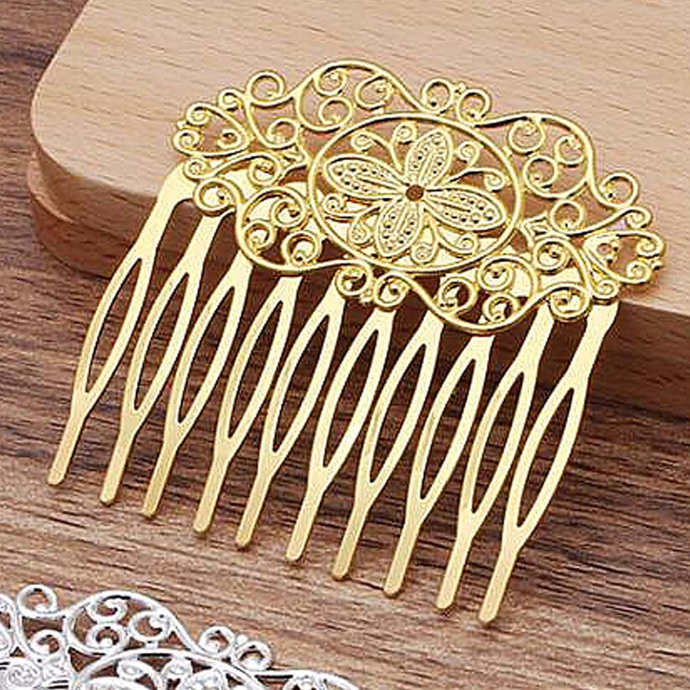 3 Pcs Gold Tone 10 Teeth Side Comb Metal Hair Clip Hair Comb Flower Vine Cirrus Decorative Comb Hair Pin