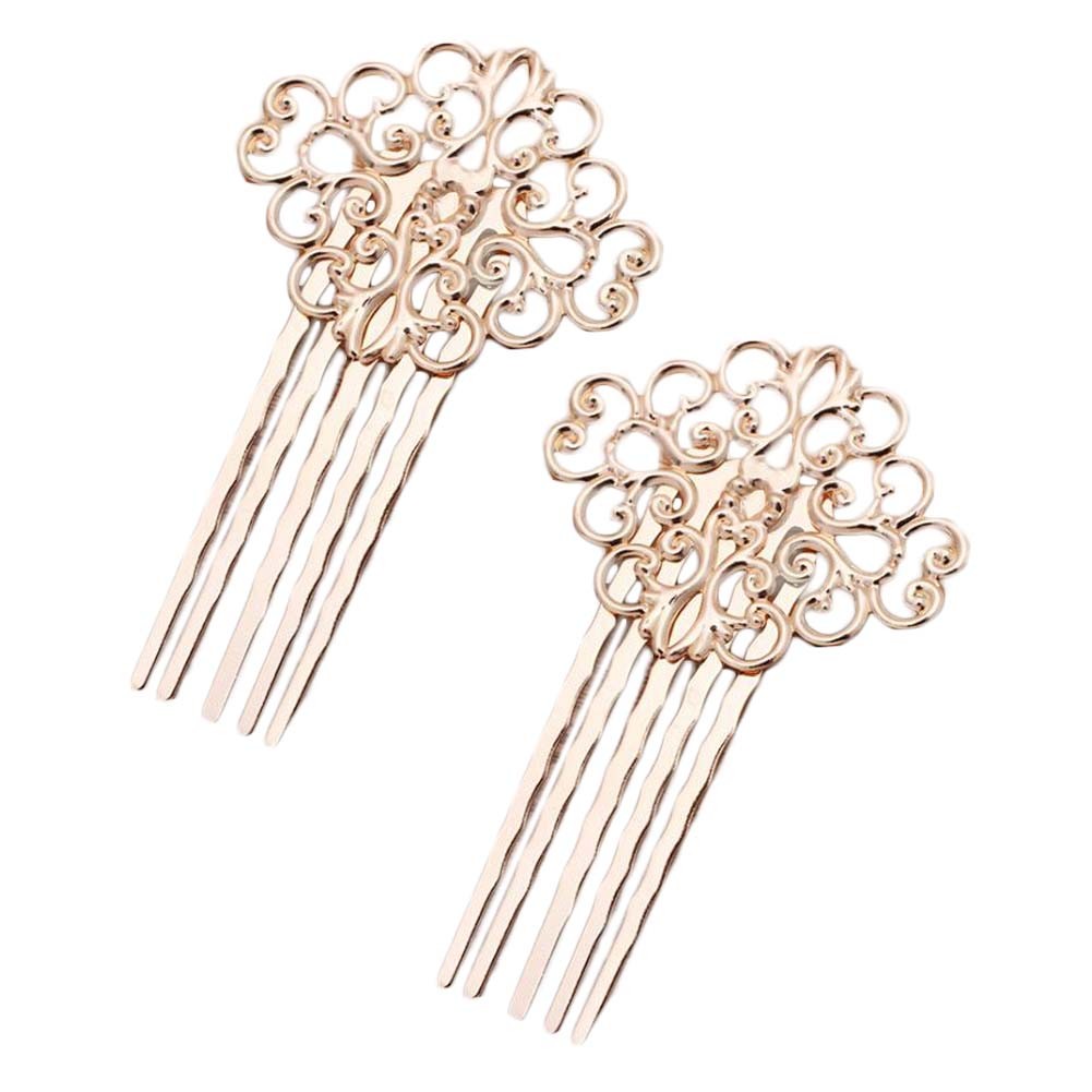 3 Pcs Metal Side Comb Traditional Han Chinese Dress Hairpin Decorative Bridal Hair Accessories, KC Gold Hair Pin