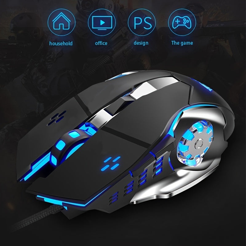 E-sports Stylish Cool Gaming Mouse Wired USB Luminous Mechanical Mouse Mute Mouse Gift For Birthday/Valentines/Easter/Boy/Girlfriends