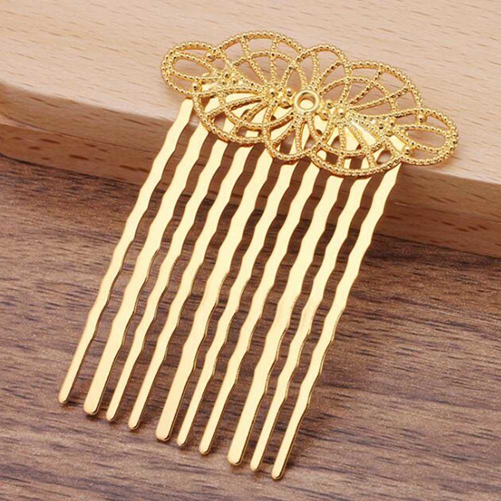 5 uds peine lateral de Metal dorado estilo chino velo de boda pinza para el pelo peine Hanfu horquilla decorativa